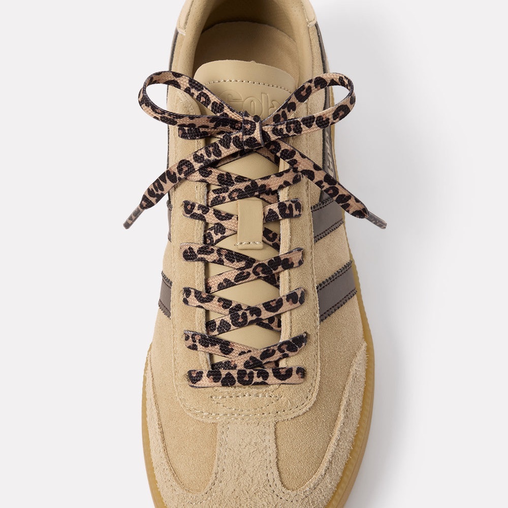 Gola Beige Suede Sneakers with Leopard Laces